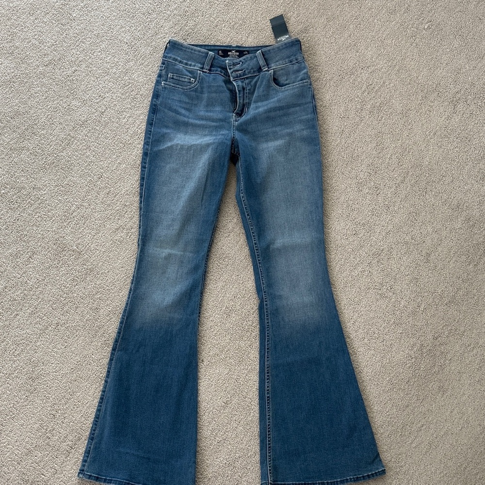 Womens/Junior's Flared Hollister High-Rise Blue Jeans